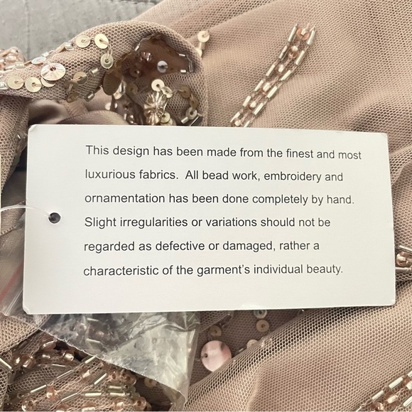 New! Aidan Mattox Taupe Sequin Halter V-neck Mini Dress Size 2 - 26760 - Picture 12 of 15